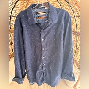 Men’s blue button down long sleeve, Robert Graham Paisley shirt
